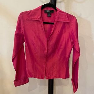 Women's Long Sleeve Silk Shirt Vibrant Fuchsia Pink